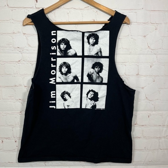 Vintage Jim Morrison Tank Top Womens Medium Black  Sleeveless Band Double Sided - Picture 6 of 12